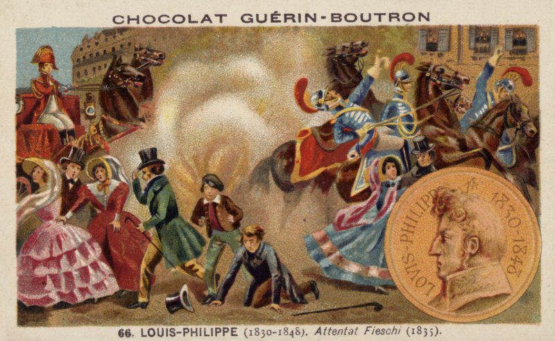 A tentativa de Giuseppe Marco Fieschi de assassinar o rei Louis Philippe da França, Paris, 1835 de French School
