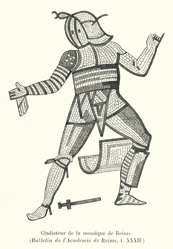 Gladiador do mosaico Rheims (gravura) de French School