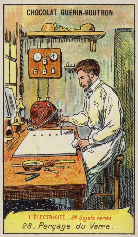 Perfuração de vidro (chromolitho) de French School
