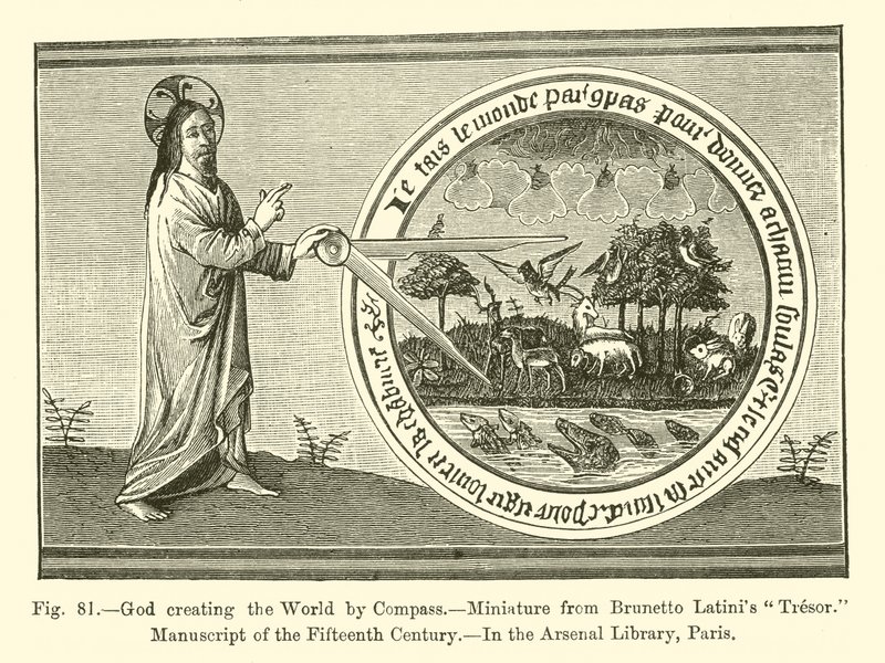 Deus criando o Mundo pela Bússola (gravura) de French School