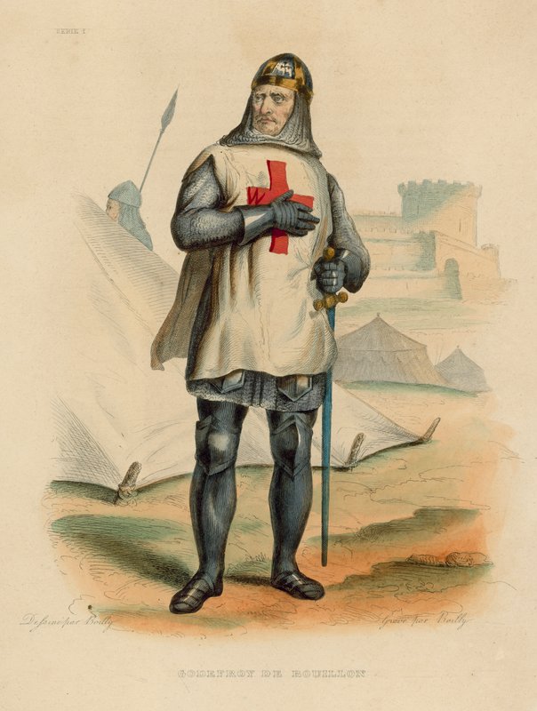 Godefroy de Bouillon (gravura colorida) de French School