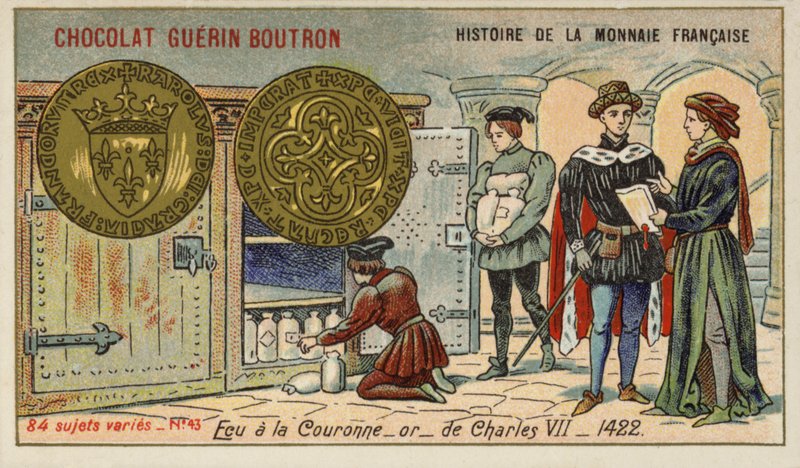 ecu de ouro com a coroa de Carlos VII de French School