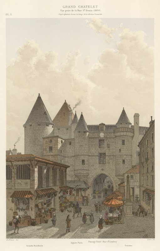 Grande Chatelet, vista da rua de St Denis, 1800 de French School