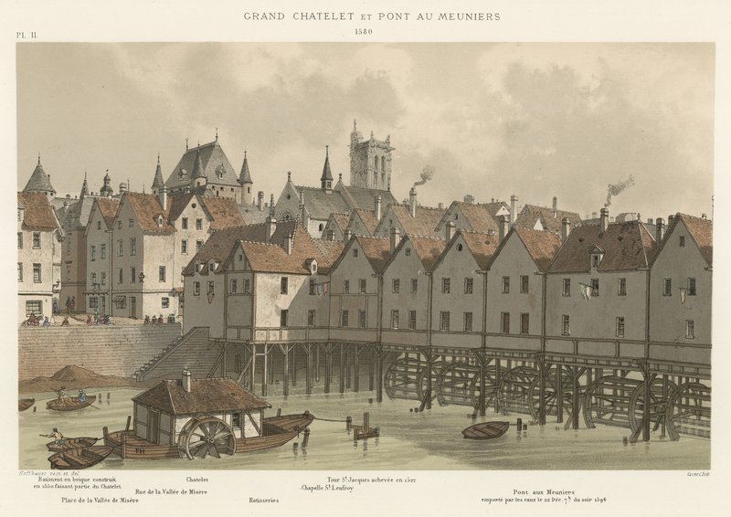 Ponte Grand Chatelet e Meuniers, 1580 de French School