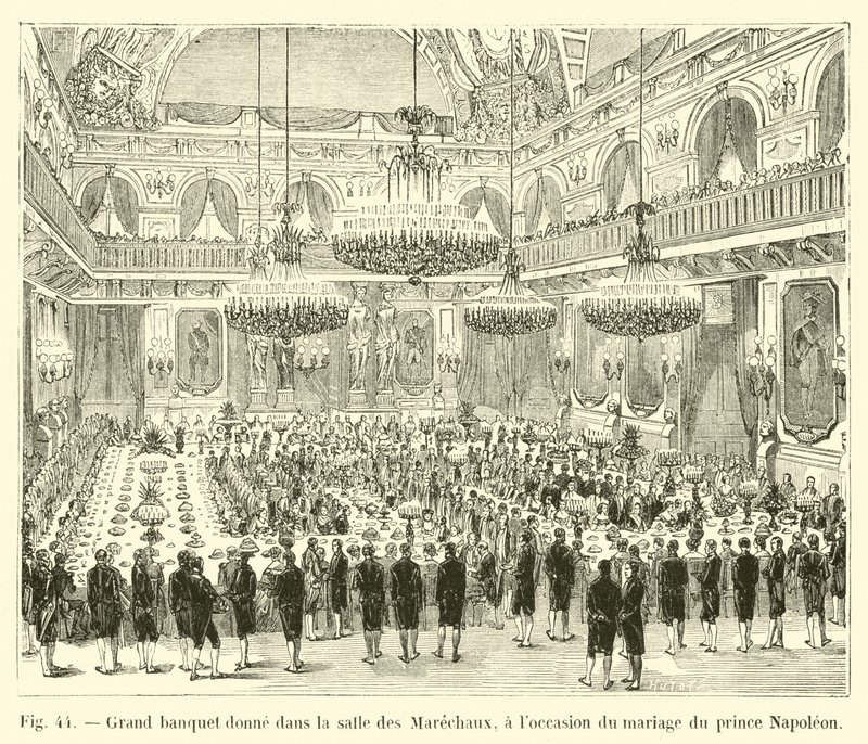Grande banquete dá na Salle des Marechaux, por ocasião do casamento do Príncipe Napoleão de French School