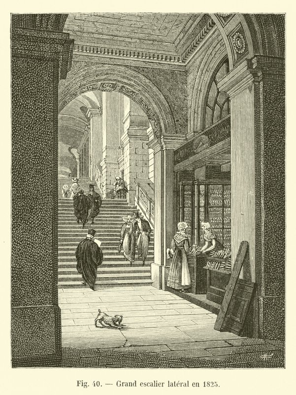 Grande escadaria lateral em 1825 de French School
