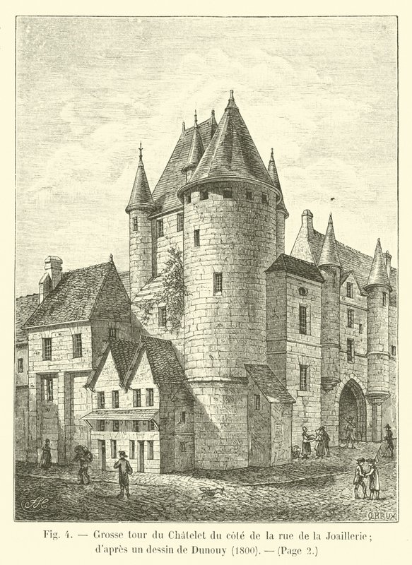 Grande torre Chatelet ao lado da rue de la Joaillerie; dapres um desenho de Dunouy, 1800 de French School