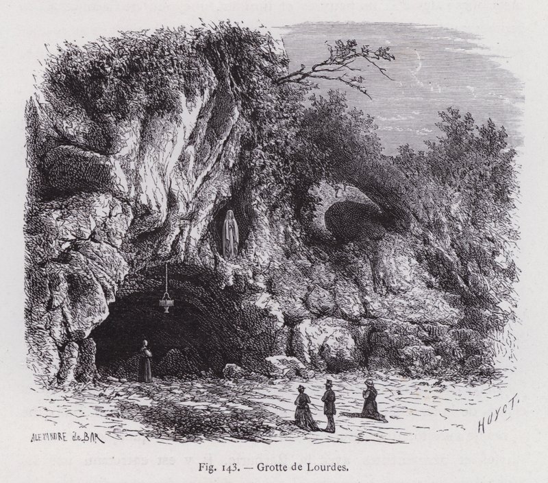 Gruta de Lourdes (gravura) de French School