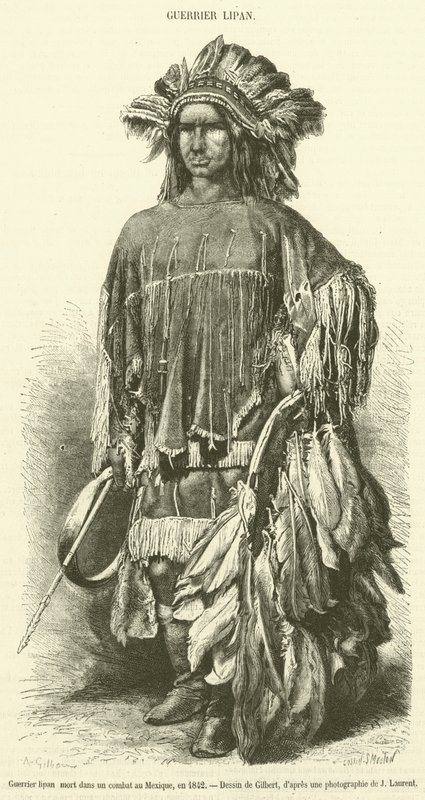 Guerreiro Lipan que morreu numa luta no México, em 1842 (gravura) de French School