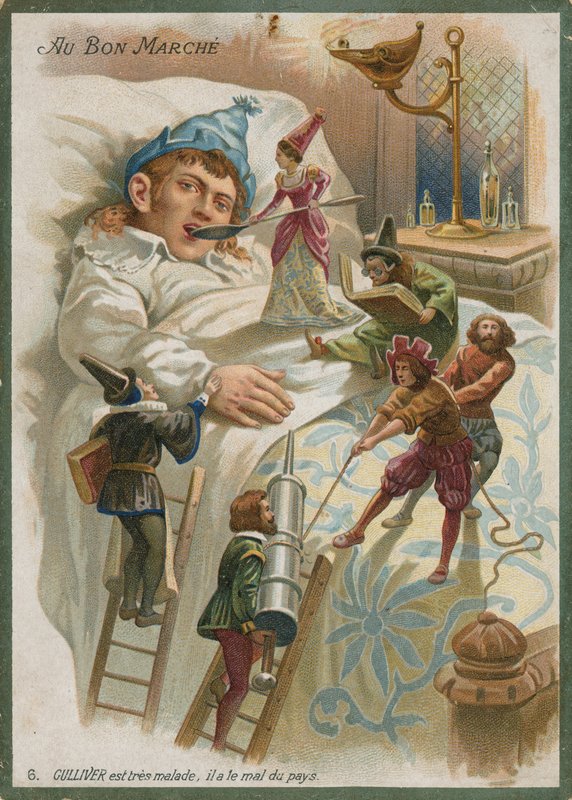 Gulliver doente em Lilliput de French School