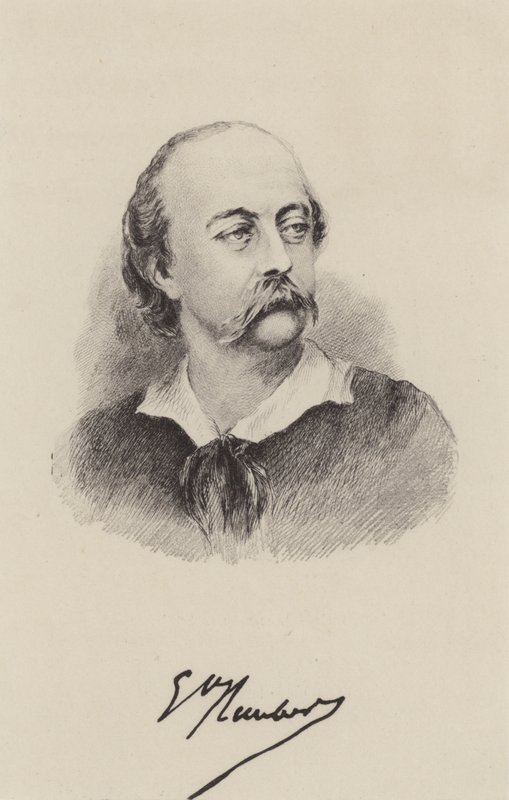 Gustave Flaubert, romancista francês (gravura) de French School