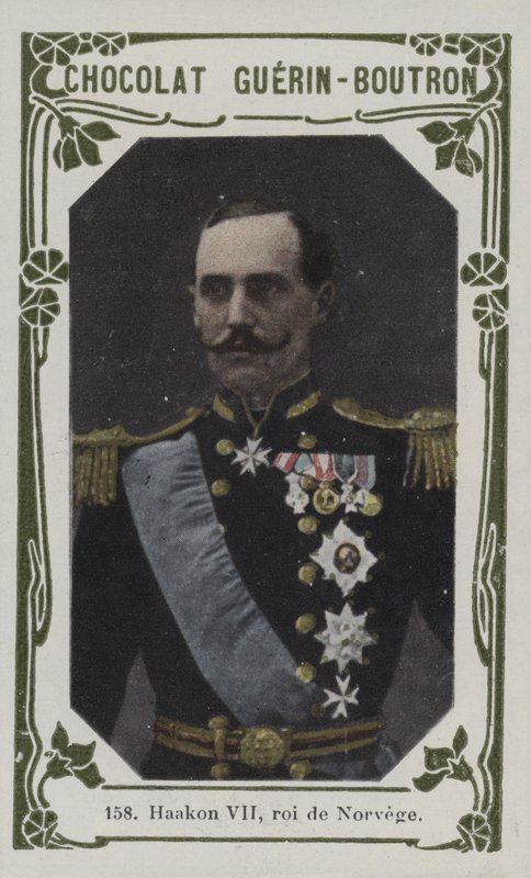 Haakon VII, rei da Noruega (foto colorida) de French School