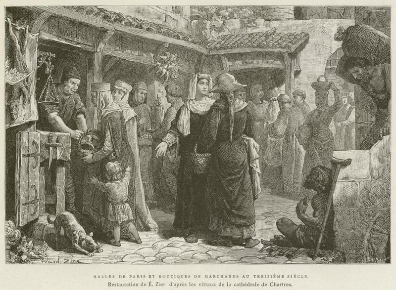 Halles De Paris Et Boutiques De Marchands Au Treizieme Siecle (gravura) de French School