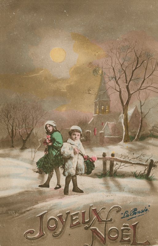 Feliz Natal. Postal enviado em 1913. de French School