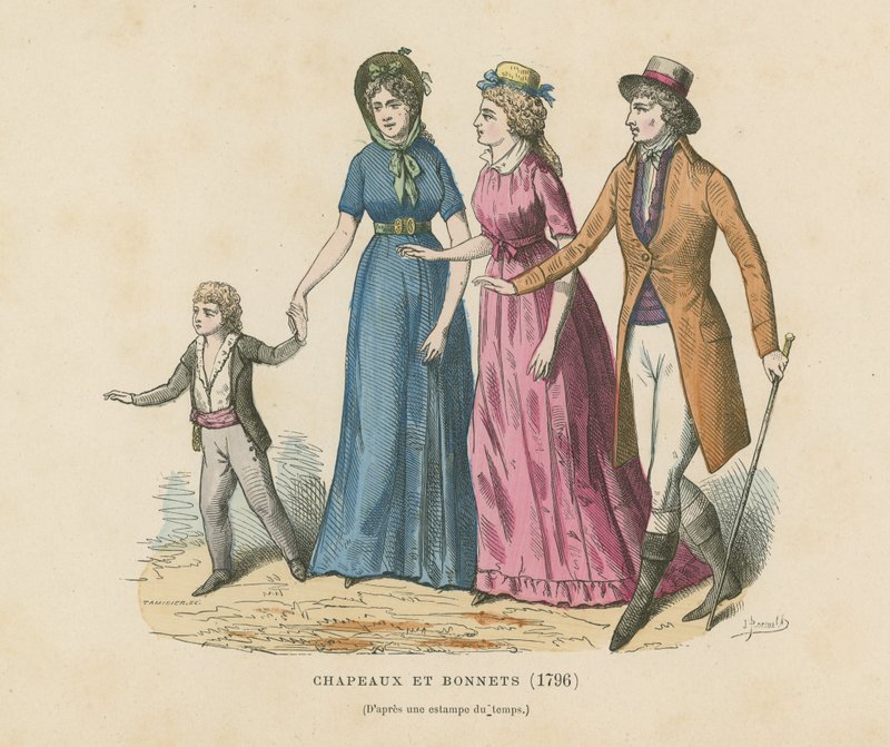 Chapéus e capotas, 1796 de French School