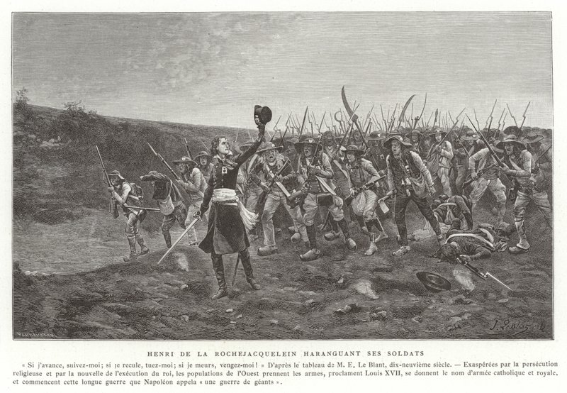 Henri de la Rochejaquelin arengaçando seus soldados, Vendee Revolt, França de French School
