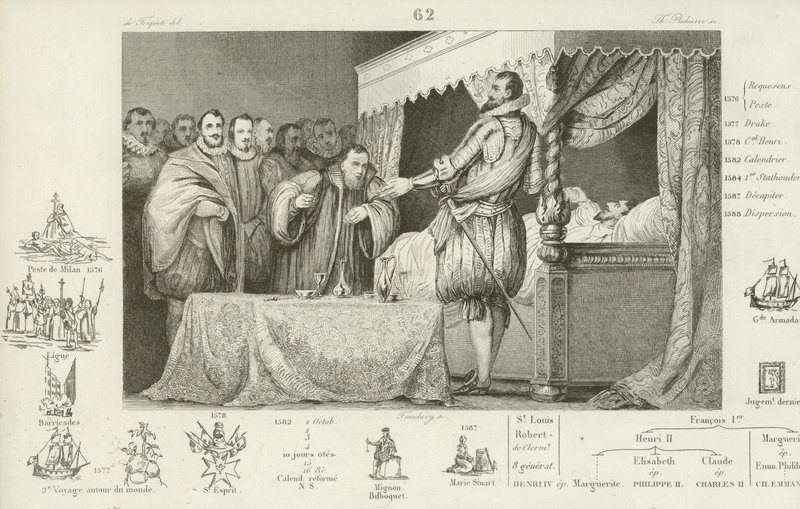 Henrique III da França em seu leito de morte, 1589 de French School