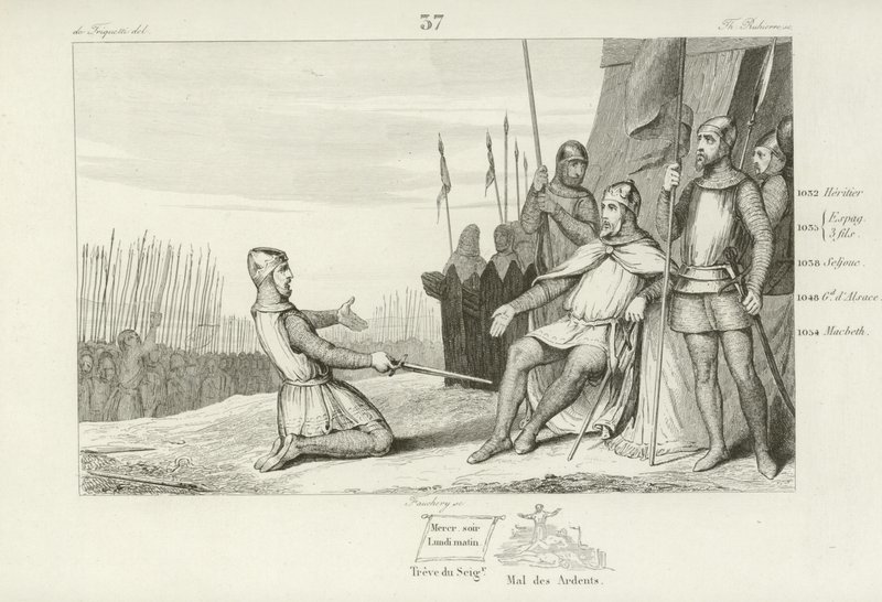Henrique I da França perdoando seu irmão, Robert le Vieux, 1031 de French School