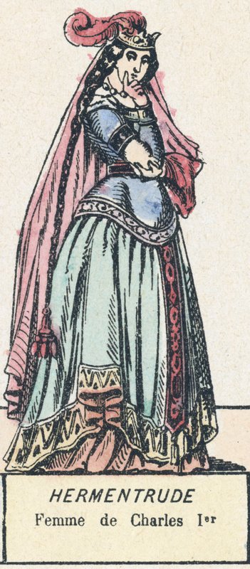 Hermentrude, Esposa de Carlos I (gravura a cores) de French School