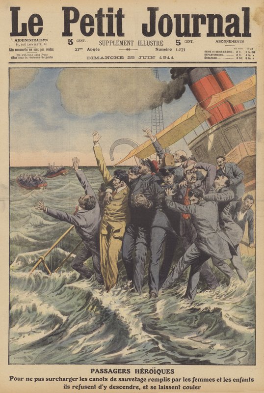 Passageiros heróicos (cor litho) de French School