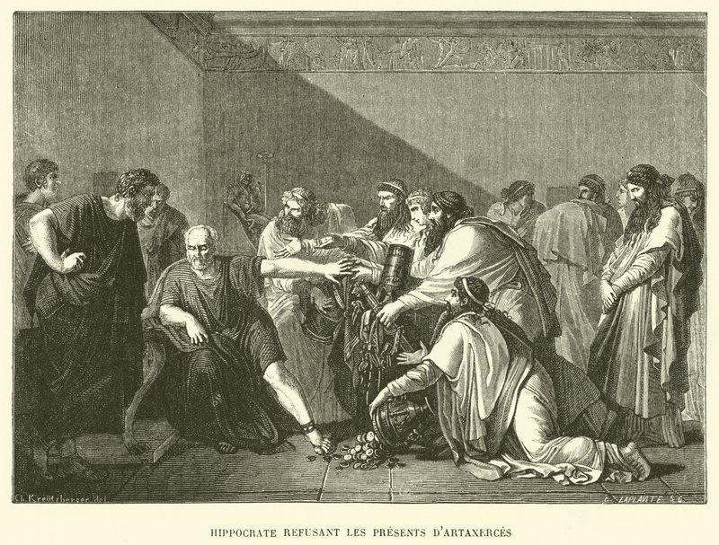 Hipócrates recusando os presentes de Artaxerces (gravura) de French School