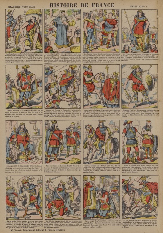 História de França desde o tempo dos Gauleses até ao reinado de Clóvis (litografia a cores) de French School