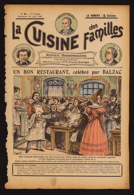 Honore de Balzac a jantar no restaurante Flicoteaux, em Paris (gravura a cores) de French School