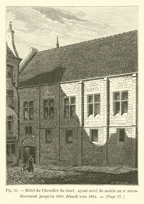 Hotel du Chevalier du Guet, tendo servido como prefeitura no 4º arrondissement até 1860, demolido por volta de 1864 de French School