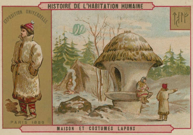 Casa e trajes da Lapônia de French School