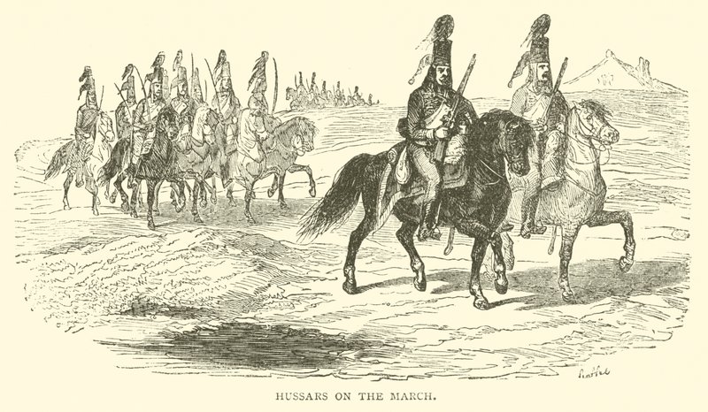 Hussardos em marcha (gravura) de French School