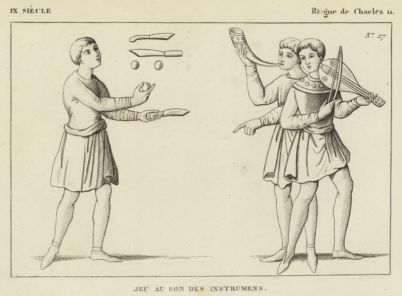 IX Siecle, Regne de Charles II, Jeu au Son des Instrumens (gravura) de French School