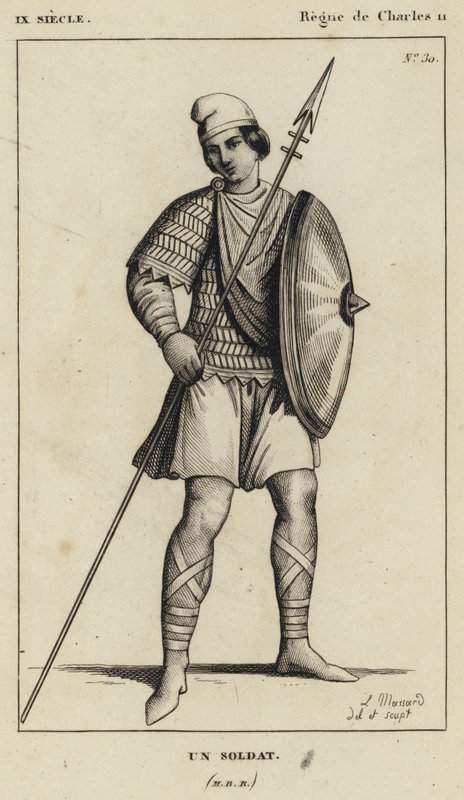 Século IX, Reinado de Carlos II, Um Soldado (gravura) de French School