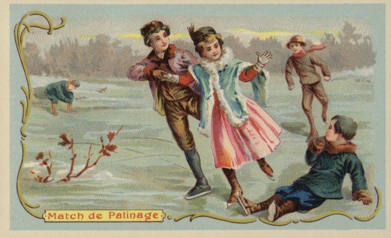 Patinagem no gelo (chromolitho) de French School
