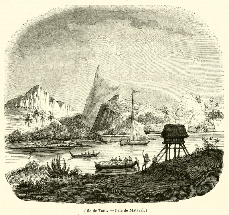 Ile de Taiti, Baie de Matavai (engraving) de French School