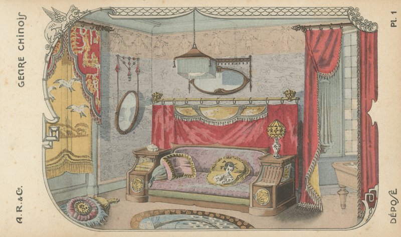 Ilustração do catálogo de produtos de design de interiores da AR & Cie, França de French School