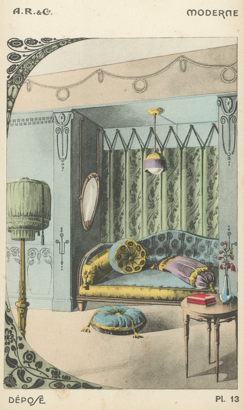 Ilustração do catálogo de produtos de design de interiores da AR & Cie, França de French School
