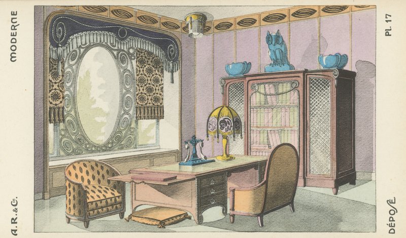 Ilustração do catálogo de produtos de design de interiores da AR & Cie, França de French School