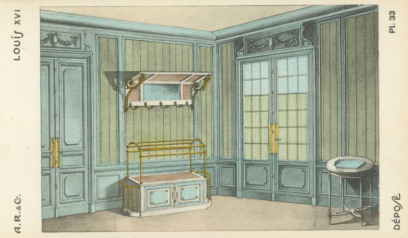 Ilustração do catálogo de produtos de design de interiores da AR & Cie, França de French School