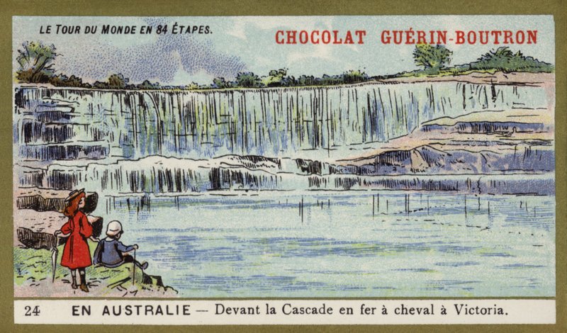 Em frente a Horseshoe Falls, Victoria, Austrália (chromolitho) de French School
