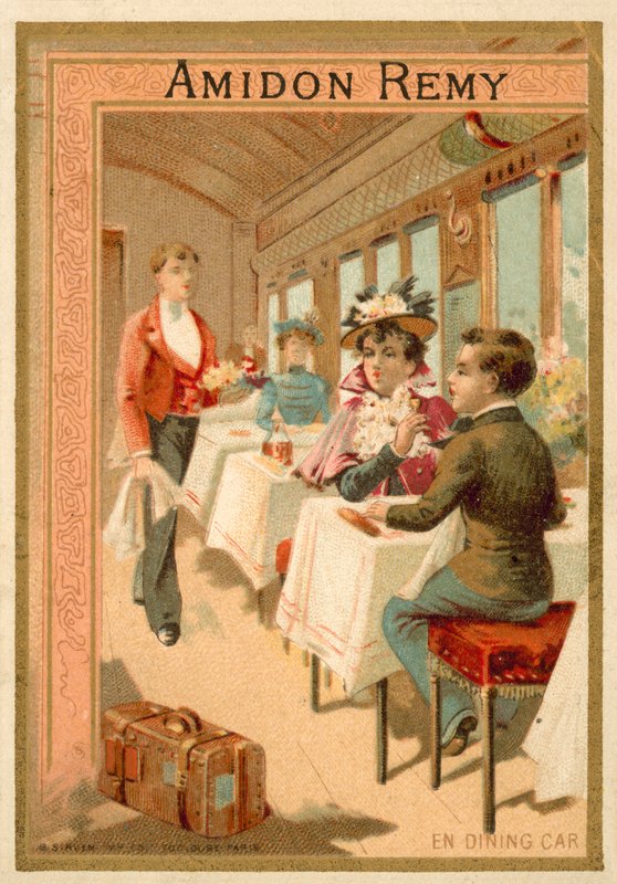 No vagão-restaurante (chromolitho) de French School