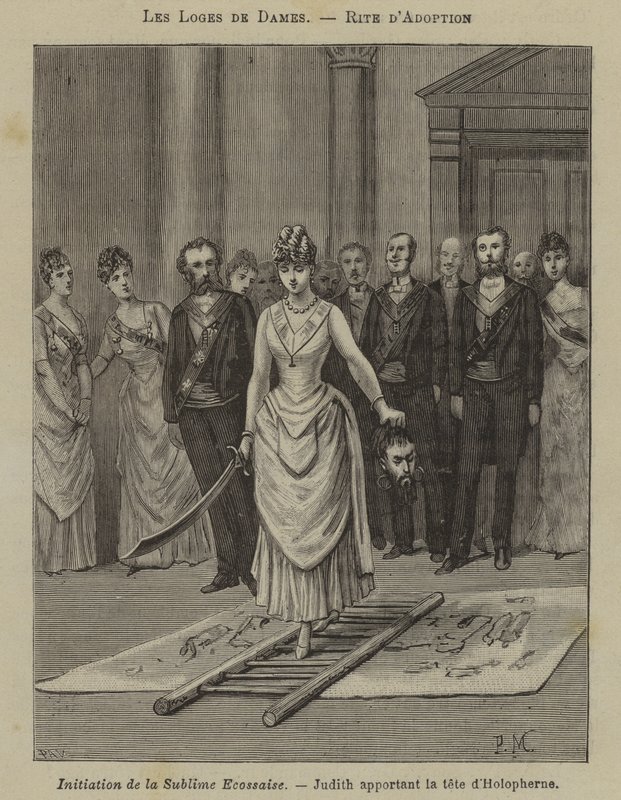 Cerimônia de iniciação em um alojamento para mulheres (gravura) de French School