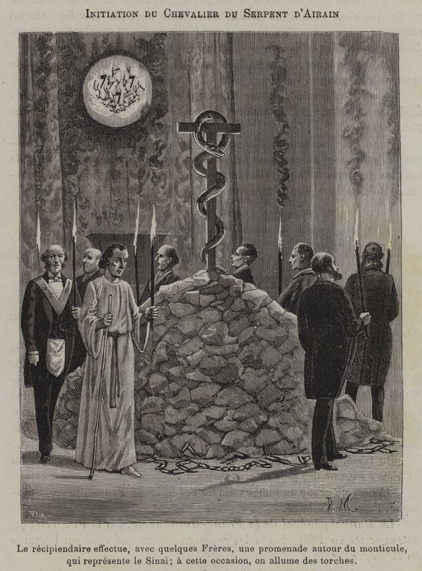 Iniciação de um Cavaleiro da Serpente Brazena (gravura) de French School