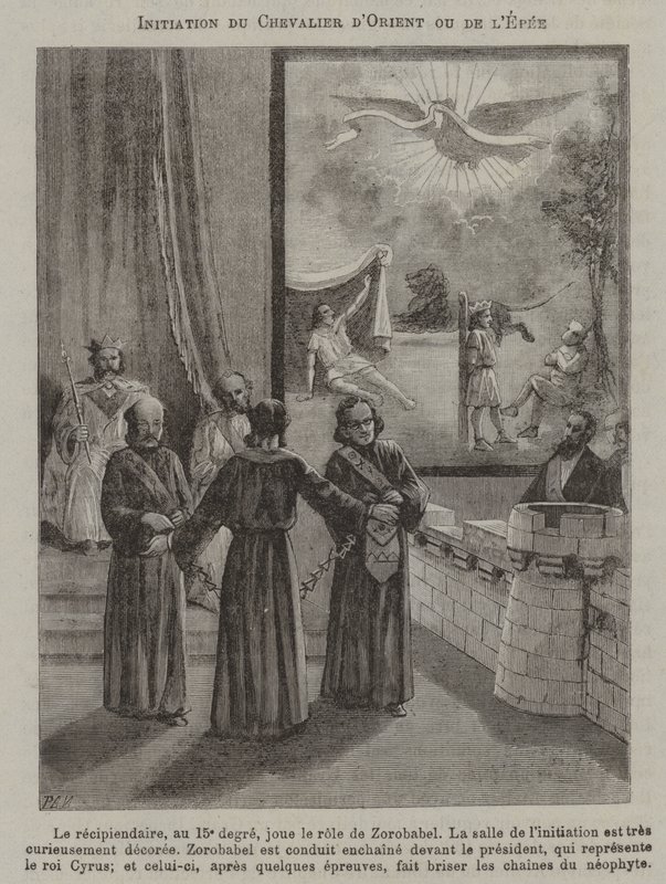 Iniciação de um Cavaleiro da Espada, ou Cavaleiro do Oriente (gravura) de French School