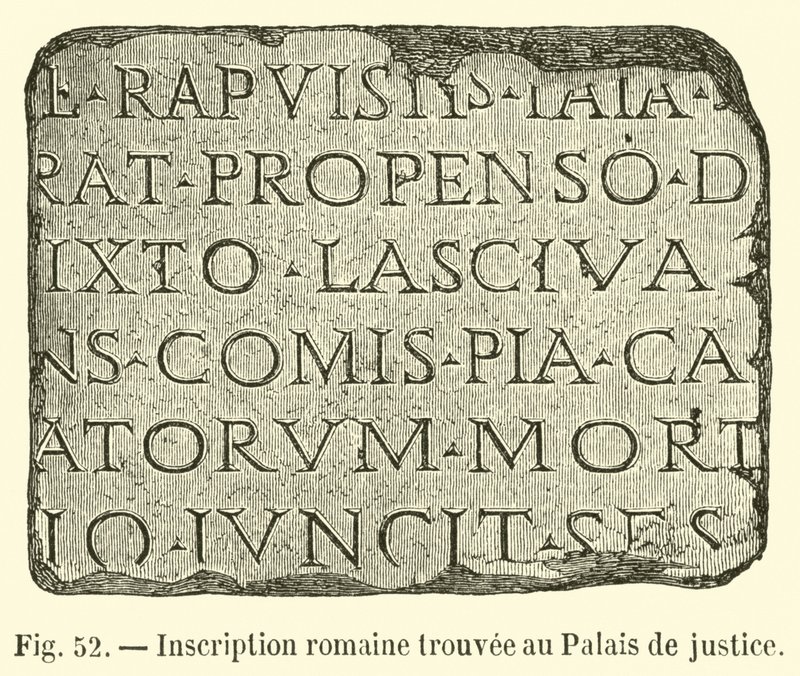 Inscrição romana encontrada no tribunal de French School