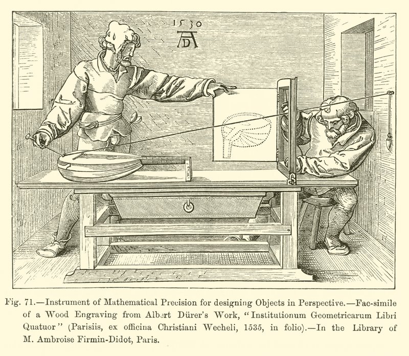 Instrumento de Precisão Matemática para desenhar Objetos em Perspectiva (gravura) de French School