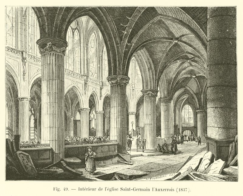 Interior da Igreja Saint-Germain l&39;Auxerrois, 1837 de French School