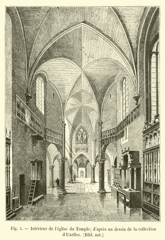 Interior da Igreja do Templo; dapres um desenho da coleção de uxelles, Bibl nat de French School