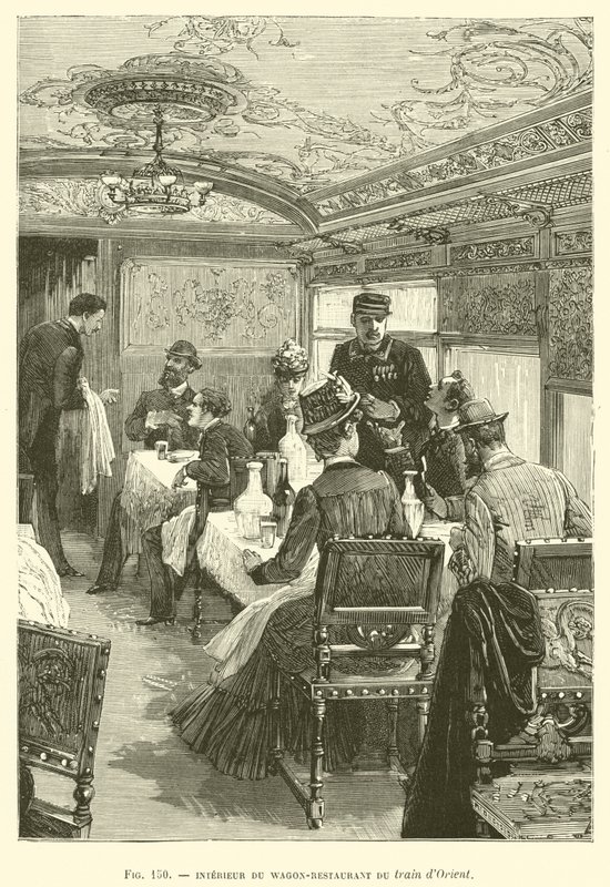 Interior da Carruagem do Comboio do Oriente (gravura) de French School
