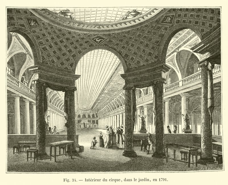 Interior do circo, no jardim, em 1791 de French School