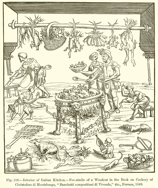 Interior da cozinha italiana de French School